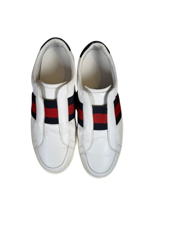 Gucci Sylvie Web Ace White Leather Men\'s Slip on Sneaker Size UK 8 US 8.5 main image 11